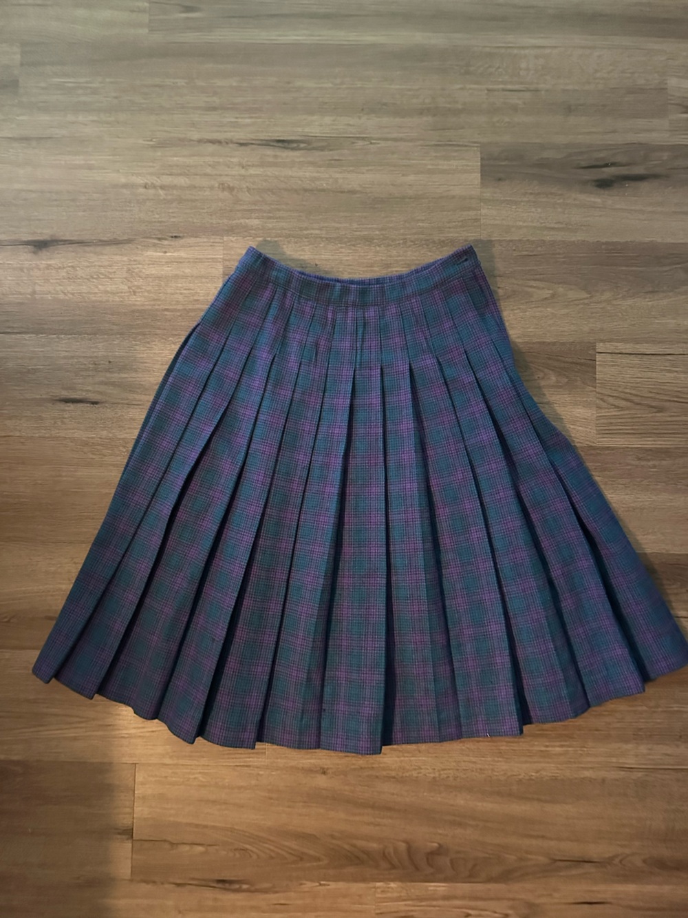 Pendleton Petite Blue and Purple Plaid Pleated Skirt